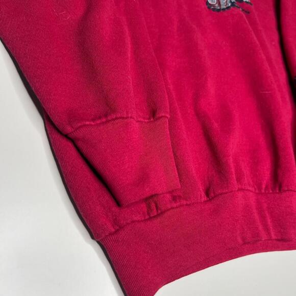 Vintage 90s Fruit of the Loom Red Sweatshirt XL USA Made Paisley Heart Patchwork - Picture 8 of 10